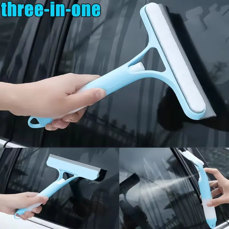 3-In-1 Multi-Purpose Glass Cleaning Tool Set with Squeegee, Scraper & Spray Bottle, Handheld Design for Windows Mirrors Home Use, Window Cleaning Kit, Squeegee Scrubber, Window Cleaning Wiper, Scrubber Squeegee Combo, Window Cleaning Accessories