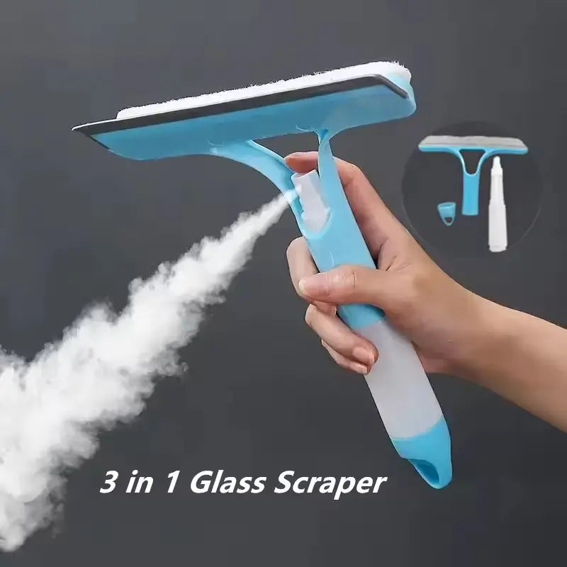 3-In-1 Multi-Purpose Glass Cleaning Tool Set with Squeegee, Scraper & Spray Bottle, Handheld Design for Windows Mirrors Home Use, Window Cleaning Kit, Squeegee Scrubber, Window Cleaning Wiper, Scrubber Squeegee Combo, Window Cleaning Accessories