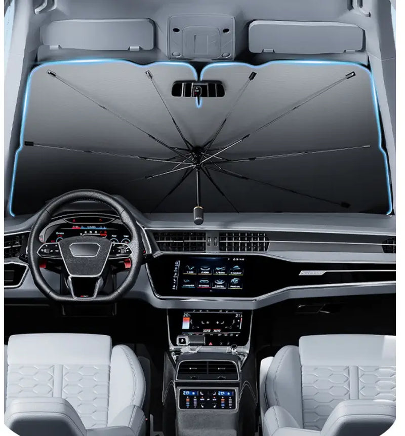 Compact-Fold Collapsible Car Front Windshield Sun Shade, Lightweight Portable UV Blocker Heat Shield, Sun Safety Summer Auto Interior Protector for SUV, Truck, Sedan