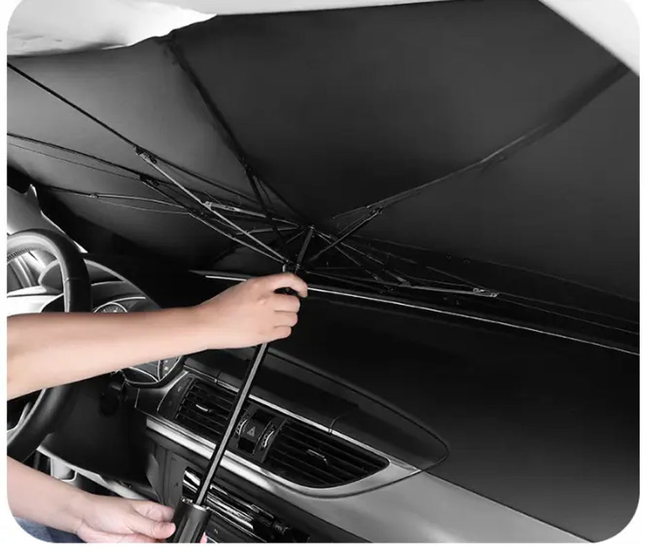 Compact-Fold Collapsible Car Front Windshield Sun Shade, Lightweight Portable UV Blocker Heat Shield, Sun Safety Summer Auto Interior Protector for SUV, Truck, Sedan