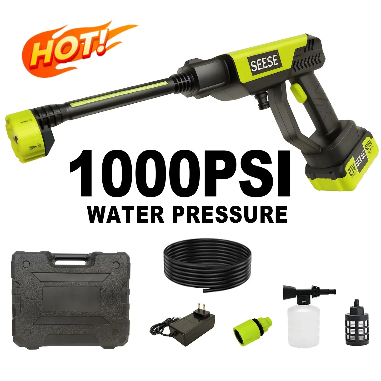 Seese Cordless Pressure Washer and Single Port Charger Base, Bottle Portable Washer for Car,Home Cleaning & Garden Watering Fathersdaygift