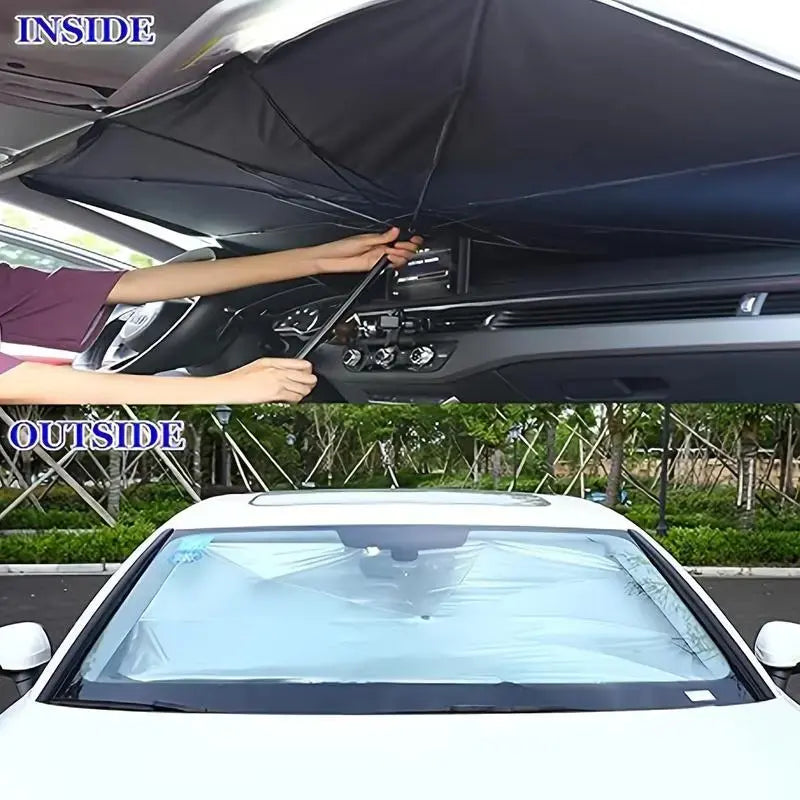 Compact-Fold Collapsible Car Front Windshield Sun Shade, Lightweight Portable UV Blocker Heat Shield, Sun Safety Summer Auto Interior Protector for SUV, Truck, Sedan
