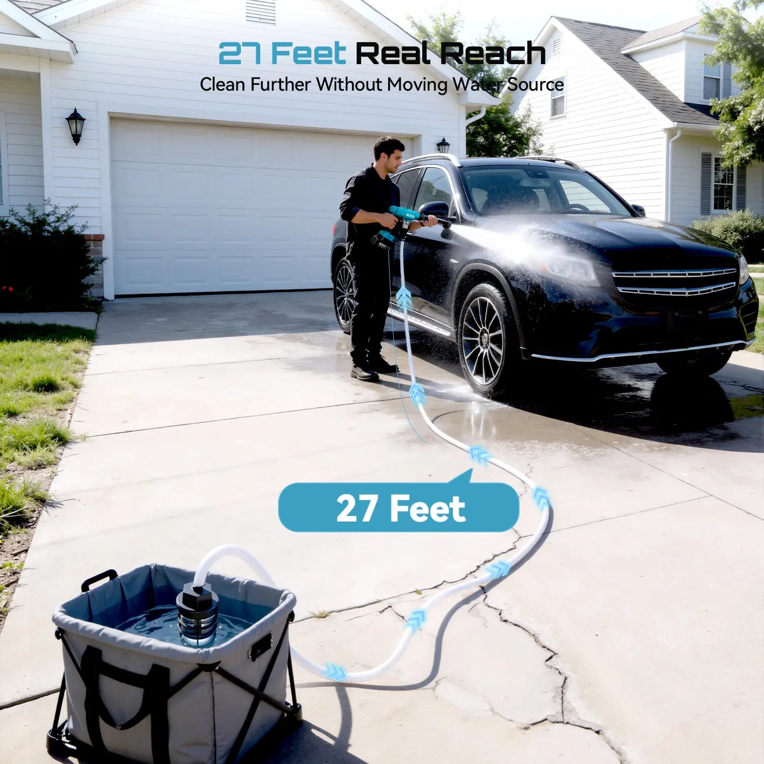 SEESII High-Pressure Cordless Pressure Washer, 1500 PSI Cleaner with 1 X 4000Mah Battery, 6-In-1 Nozzle & Foam Cannon for Car, Home, Garden Cleaning Dealsforyoudays
