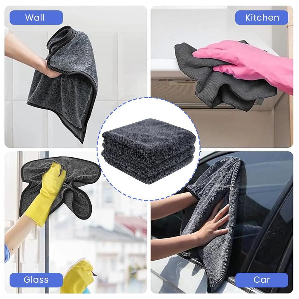 1-Count Fluffy Microfiber Cleaning Cloth Towel - Lightweight, Durable, Absorbent Household & Car Cleaning Supplies, Reusable Sponge Alternative for Home Care & Car Detailing Streak-Free Moisture Absorption
