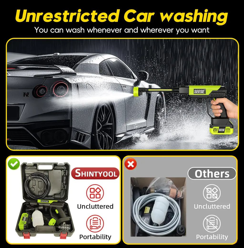 Seese Cordless Pressure Washer and Single Port Charger Base, Bottle Portable Washer for Car,Home Cleaning & Garden Watering Fathersdaygift