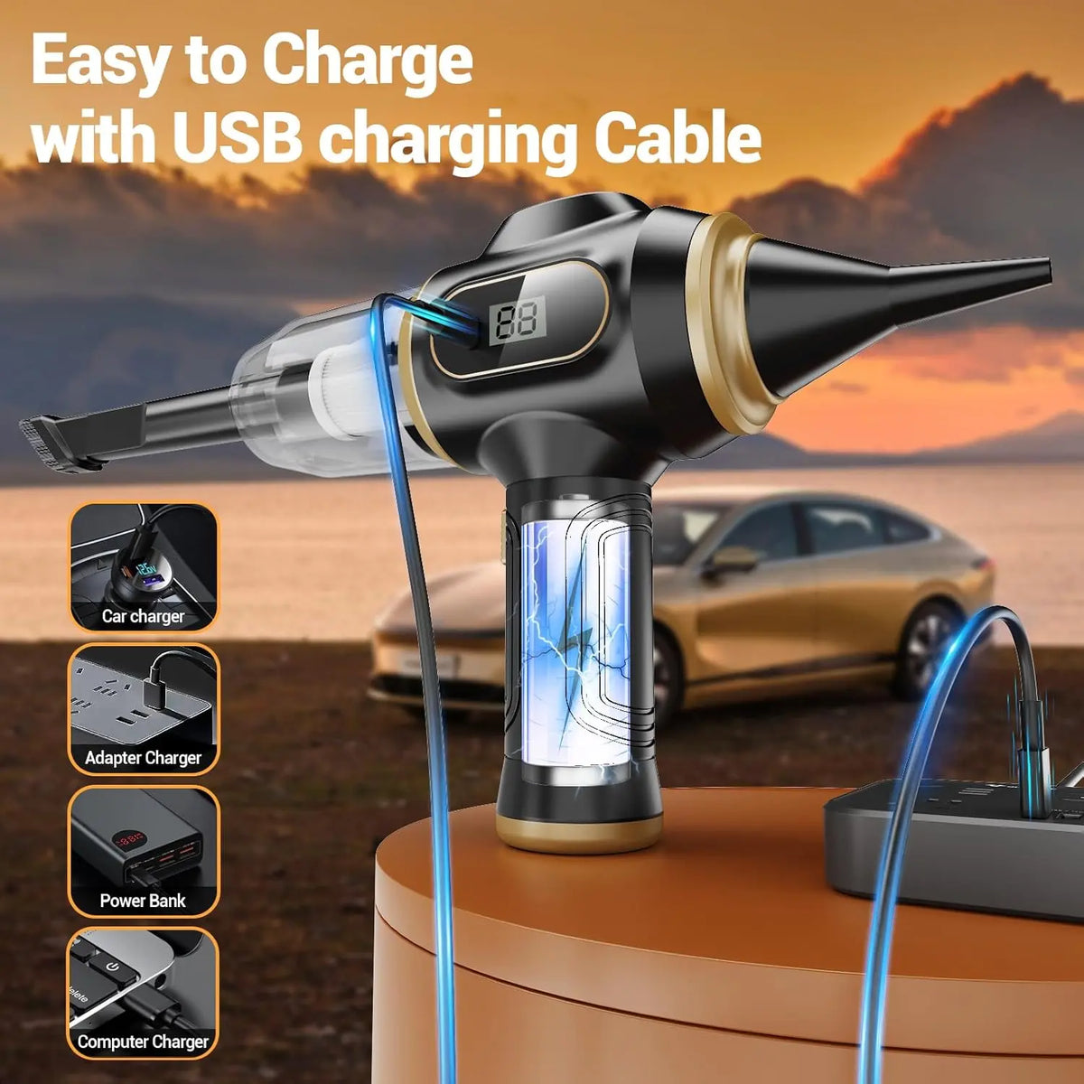 Handheld Car Vacuum Cleaner Cordless 2 in 1 Vacuum and Air Duster Portable High Power with Filter for Auto Detailing Keyboard Cleaner Home Office, Car Vacuum Kit, Car Duster Interior