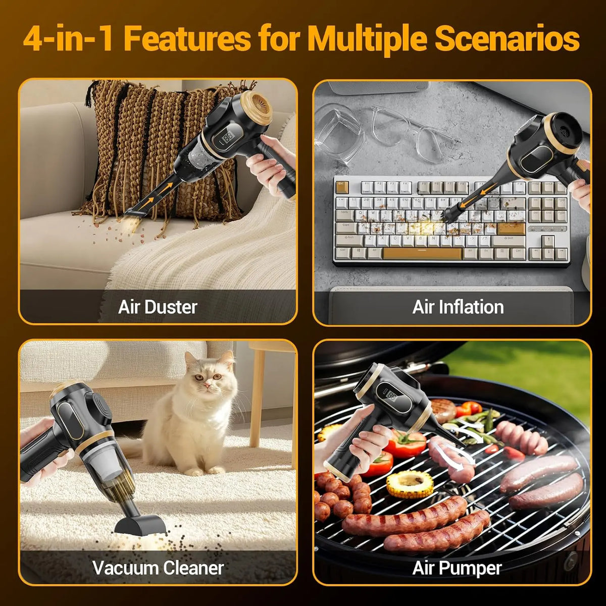 Handheld Car Vacuum Cleaner Cordless 2 in 1 Vacuum and Air Duster Portable High Power with Filter for Auto Detailing Keyboard Cleaner Home Office, Car Vacuum Kit, Car Duster Interior