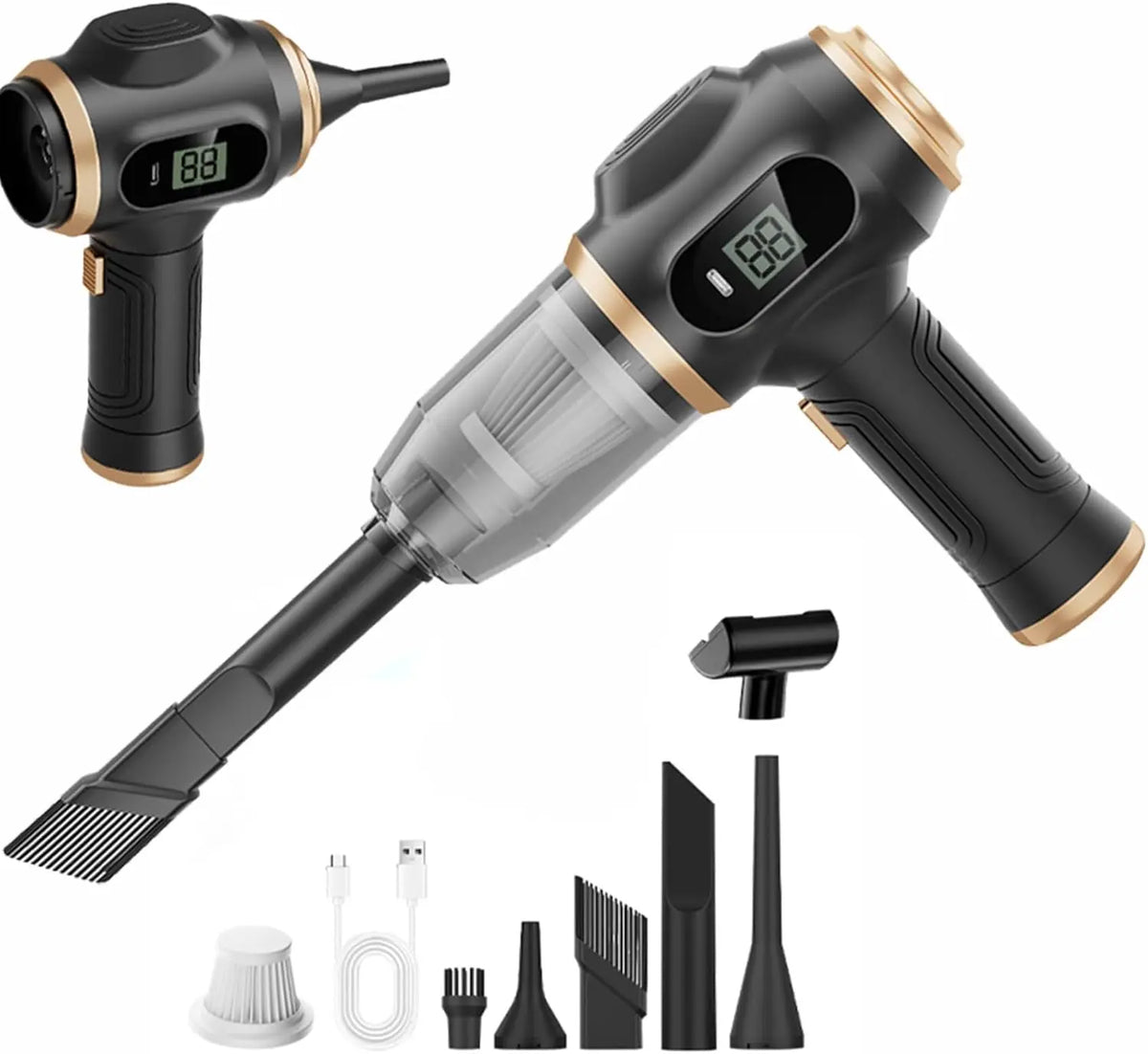 Handheld Car Vacuum Cleaner Cordless 2 in 1 Vacuum and Air Duster Portable High Power with Filter for Auto Detailing Keyboard Cleaner Home Office, Car Vacuum Kit, Car Duster Interior